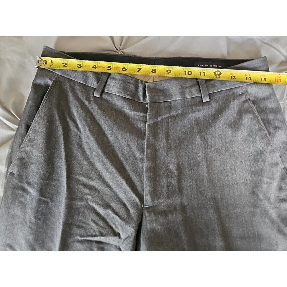 Banana Republic Pants Mens 31x32 Gray Solid Tailored Slim Flat Front 100% Wool